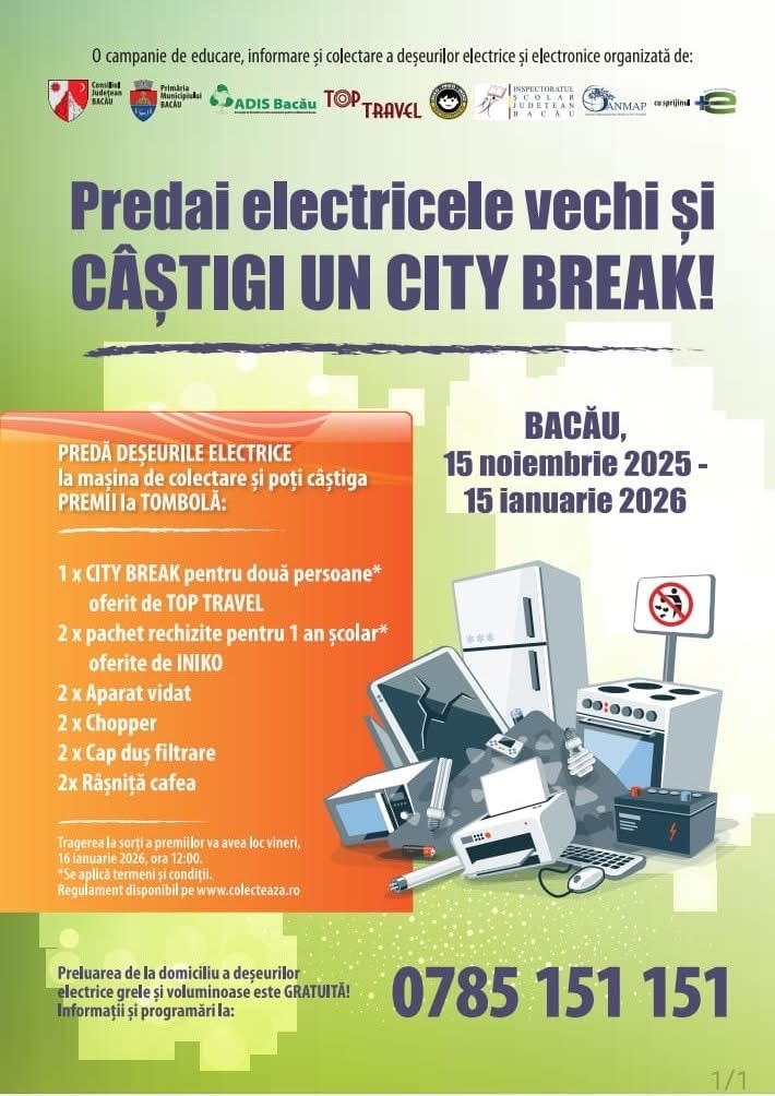 Predai electricele vechi și CÂȘTIGI UN CITY BREAK!