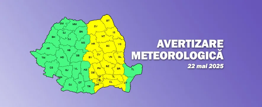Cod galben de ploi și instabilitate atmosferică în mai multe județe, inclusiv Bacău